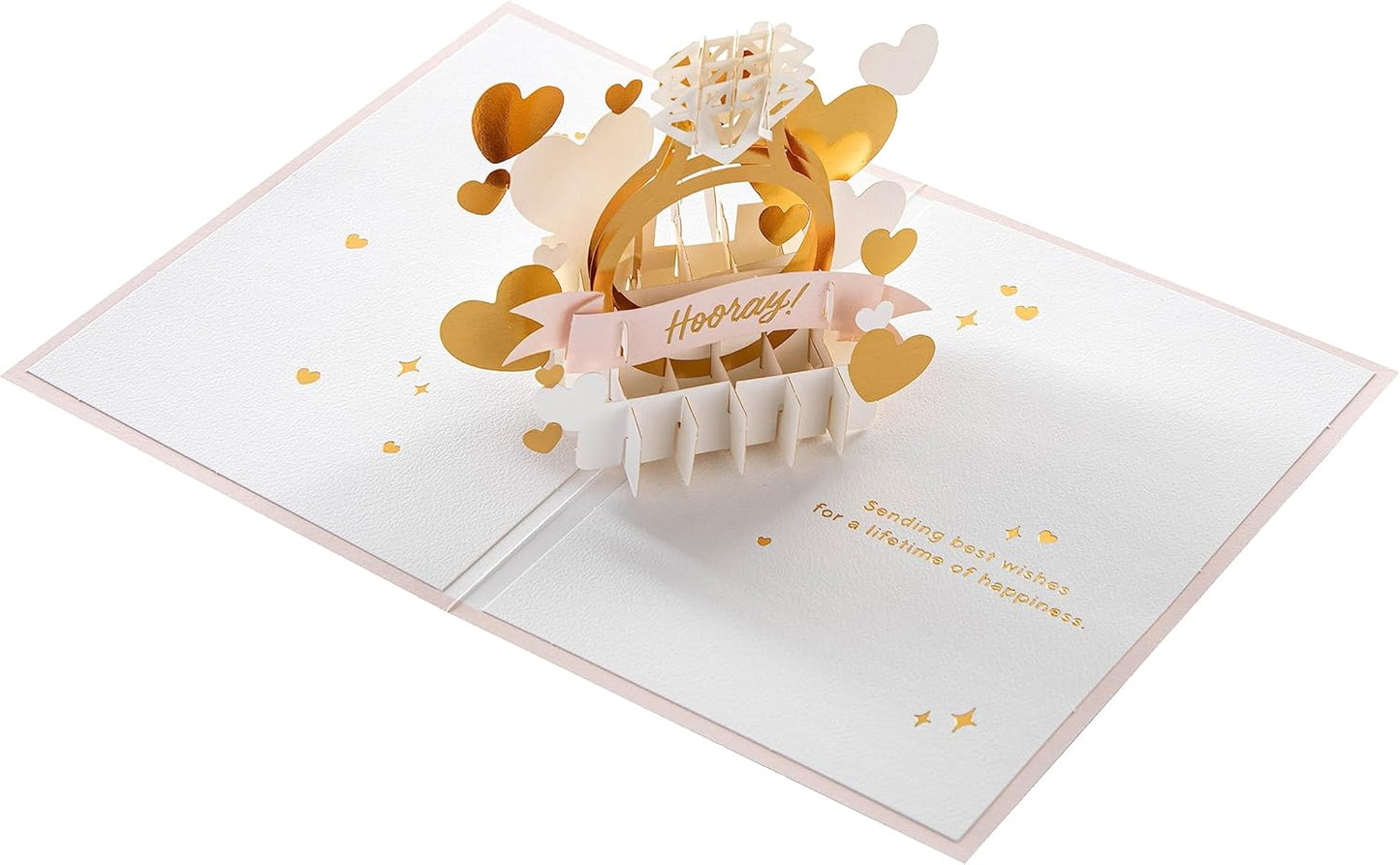 3D Gold Ring Pop Up Design Engagement Congratulations Celebration Card