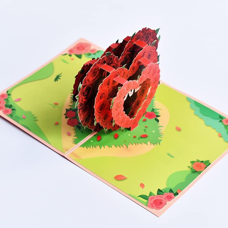 Triple Rose Heart "LOVE" 3D Pop Up Greeting Card