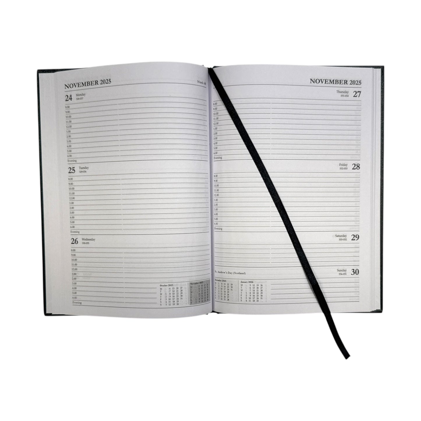 Janrax 2025-2026 A5 Week to View Black Academic Diary