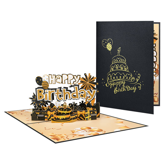 Golden Wishes 3D Pop Up Birthday Card