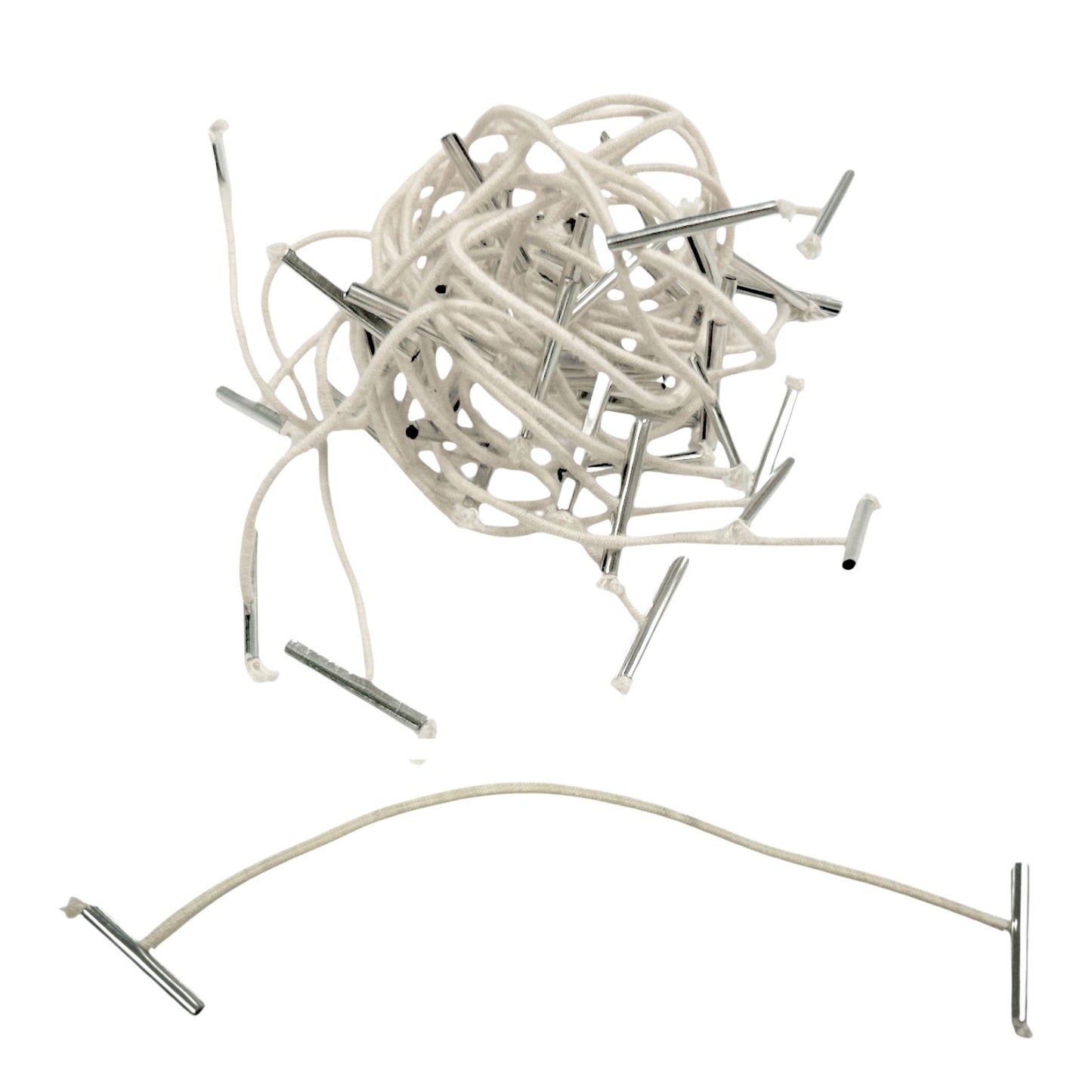 Pack of 100 Elastic White 152mm Metal End Treasury Tags