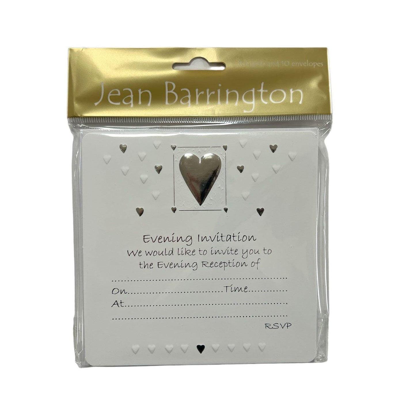 Pack of 10 White & Silver Luxury Wedding Evening Invitations