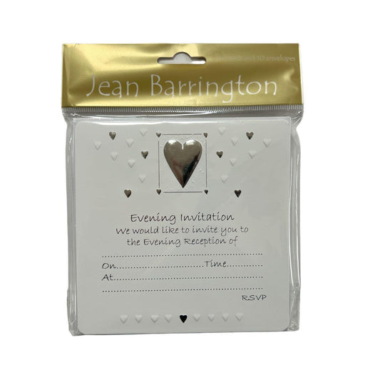 Pack of 10 White & Silver Luxury Wedding Evening Invitations