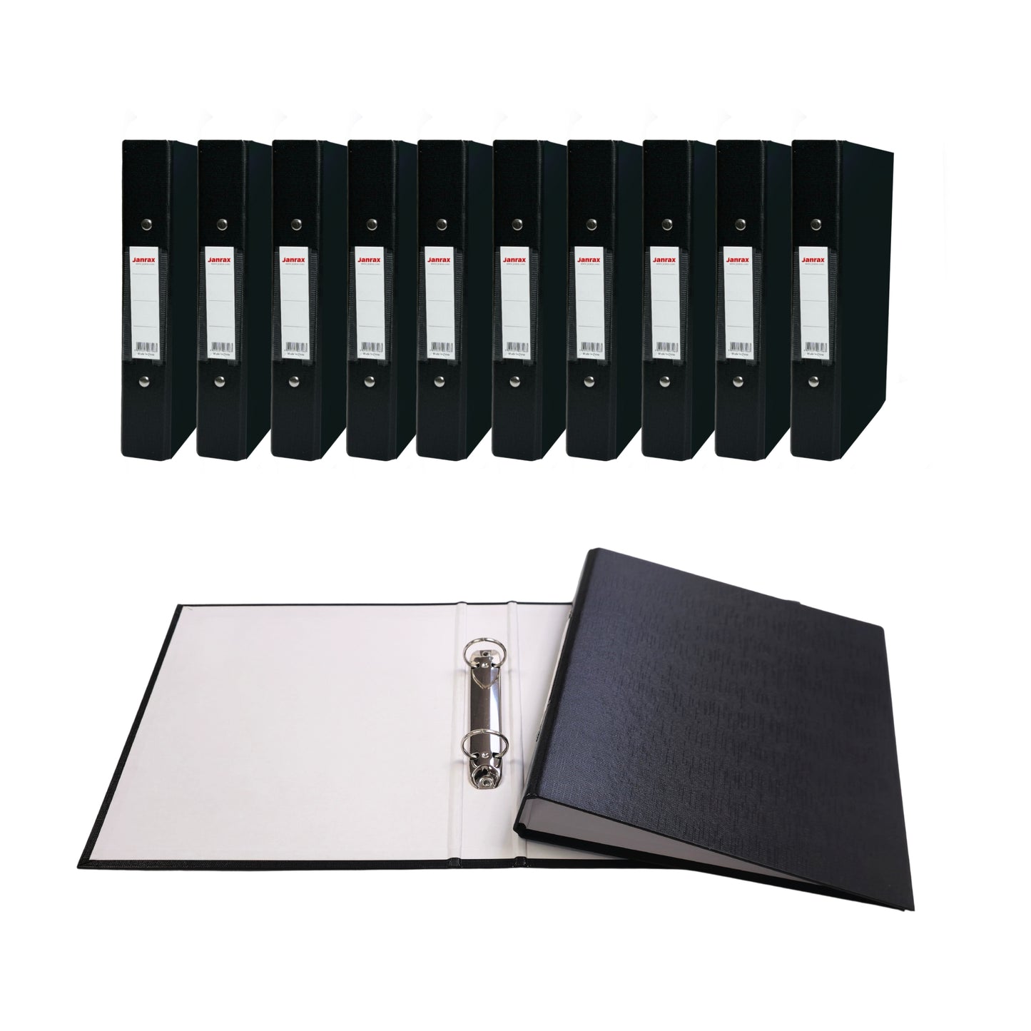 Pack of 20 A5 Black Paper Over Board Ring Binders by Janrax