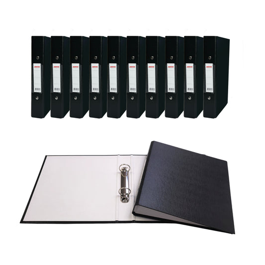 Pack of 20 A5 Black Paper Over Board Ring Binders by Janrax