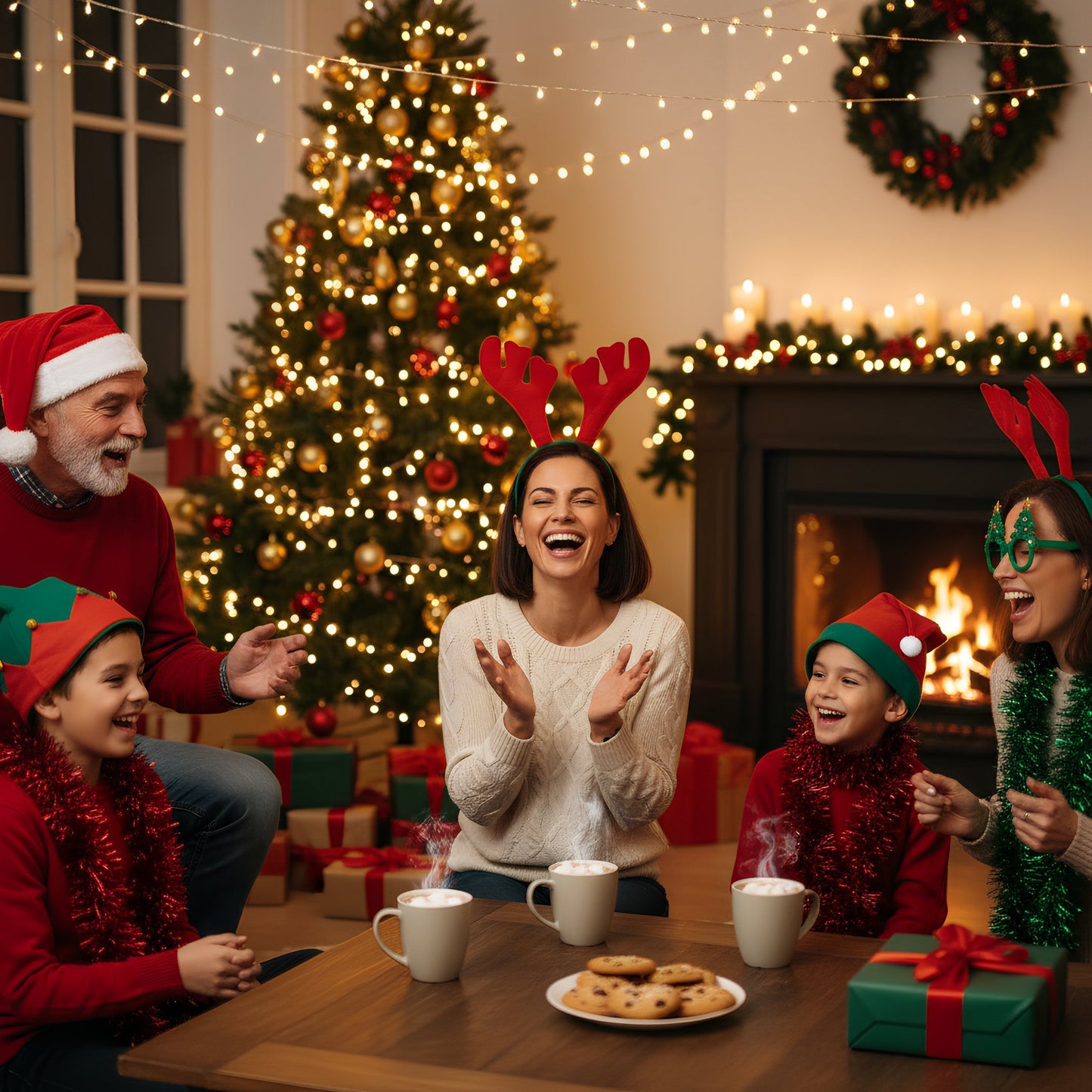 Pack of 12 Christmas Red Reindeer Antler Headbands