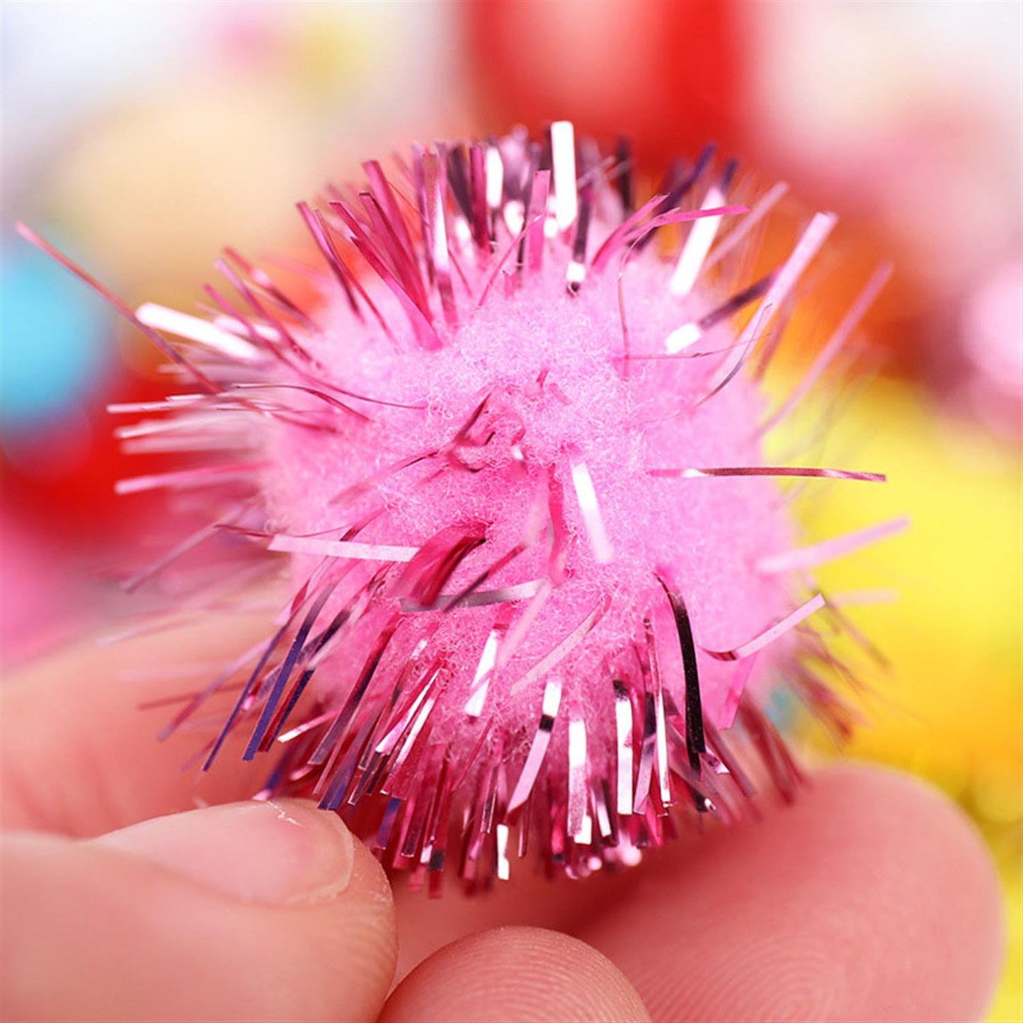 Bag of 35 Pieces 2cm Colorful Flash Pom Pom Balls