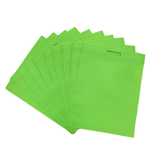 Pack of 25 Light Green Coloured 40x30cm Non-Woven Patch Handle Bags