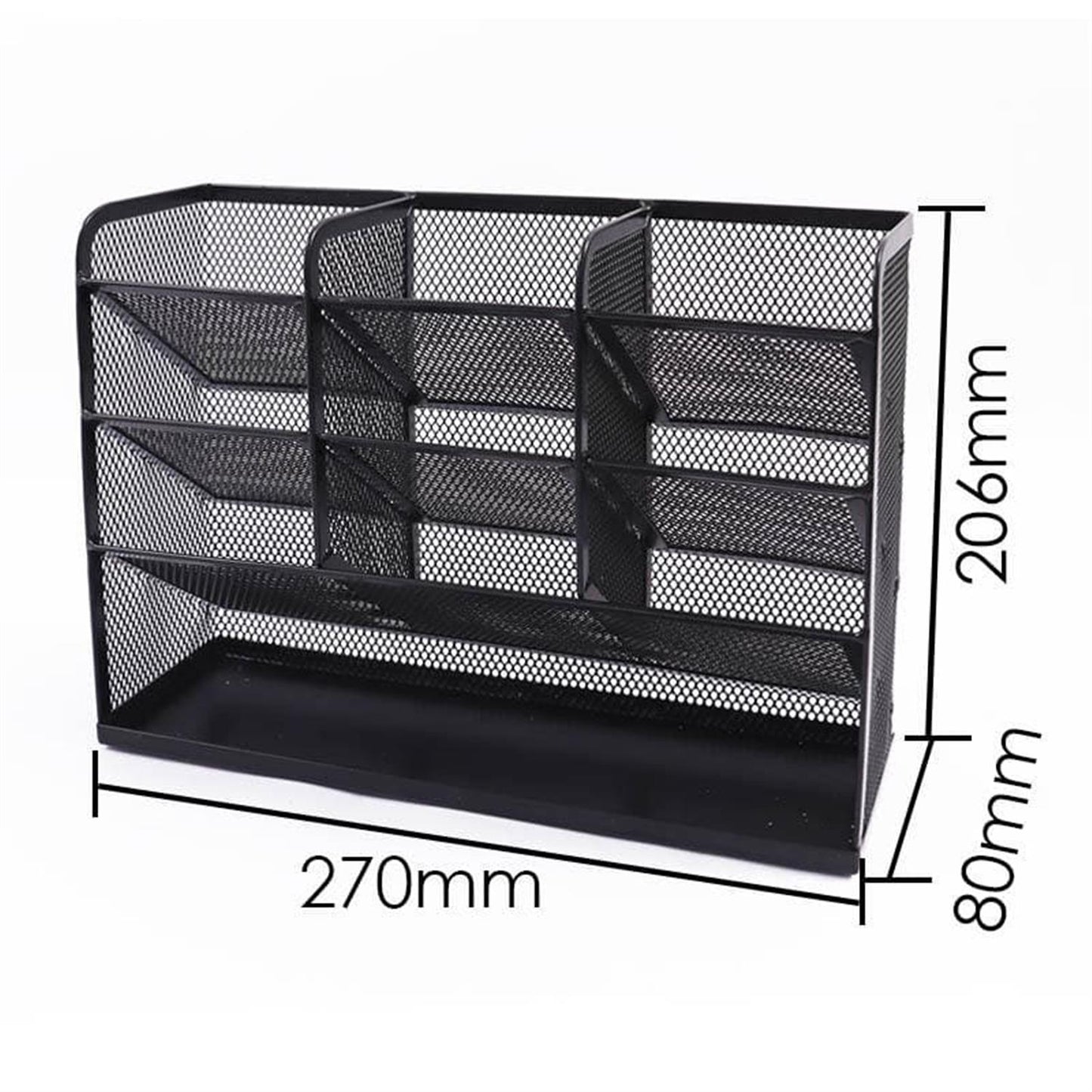 4 Tier Vertical Black Detachable Metal Mesh Organizer 27 x 8 x 20.6cm