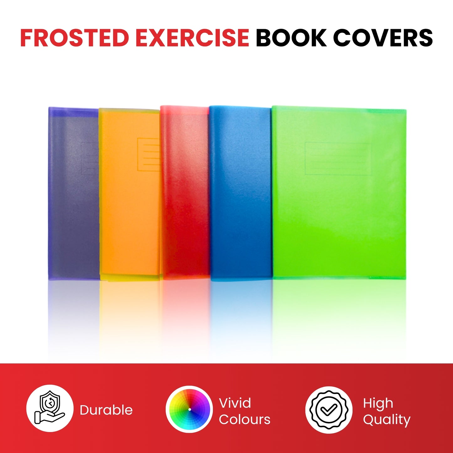 Pack of 10 9x7" Frosted Red Exercise Book Covers
