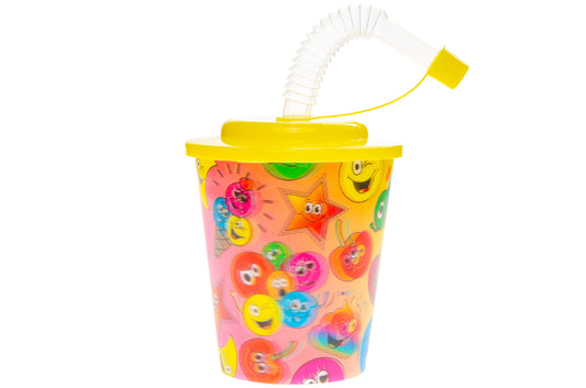 Emotion Faces 3D Cup With Straw and Lid