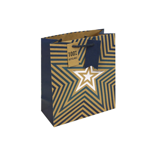 Kraft Blue Stars Medium Gift Bag