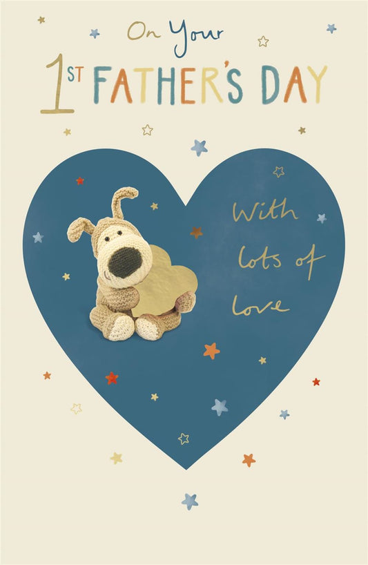 Boofle Sat Holding Heart First Father's Day Card