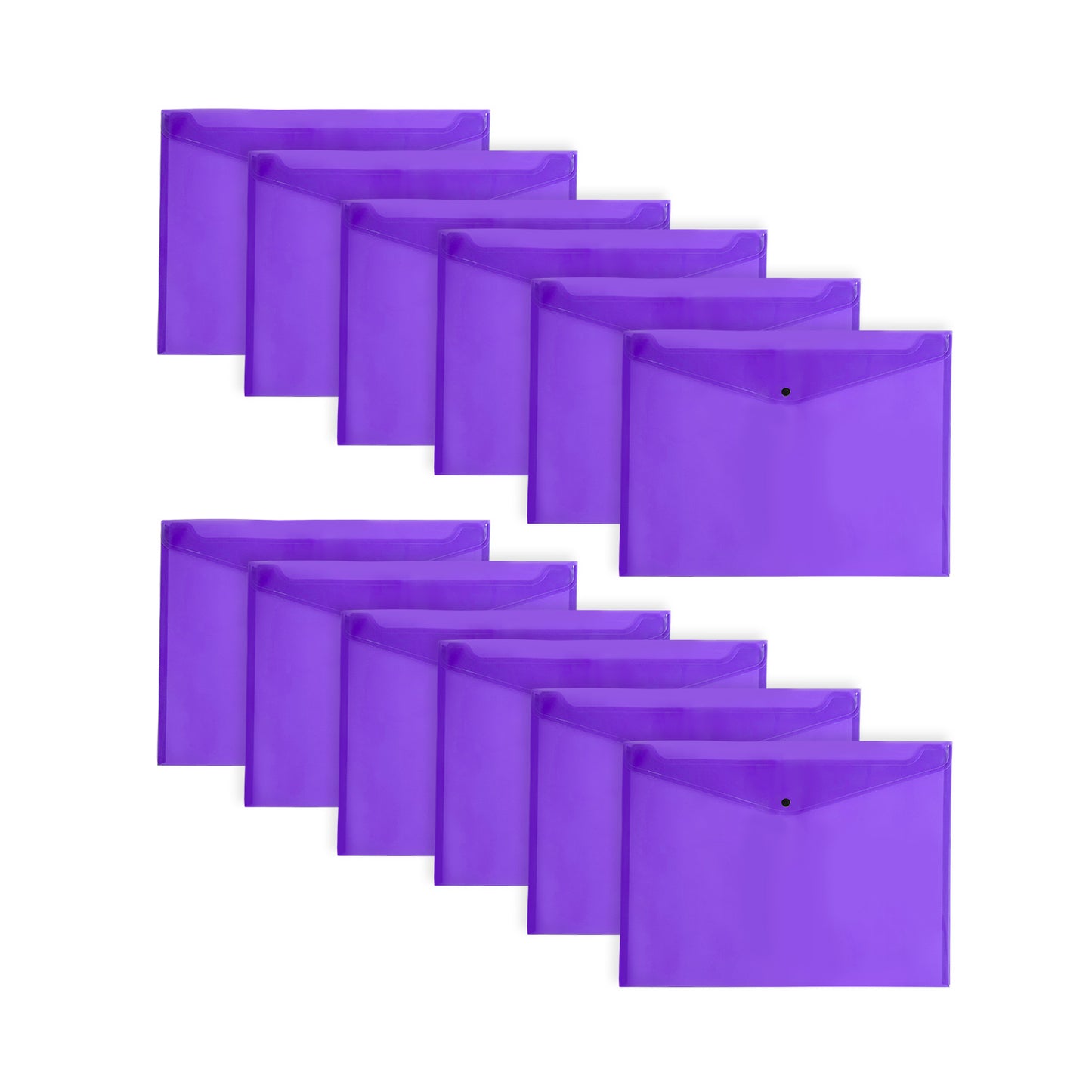 Pack of 12 Janrax A3 Purple Document Wallets - Button Stud Folder