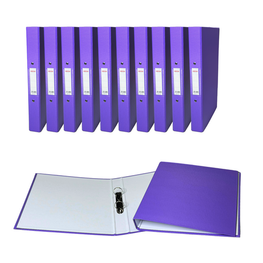 Pack of 10 A4 Purple Paper Over Board Ring Binders by Janrax