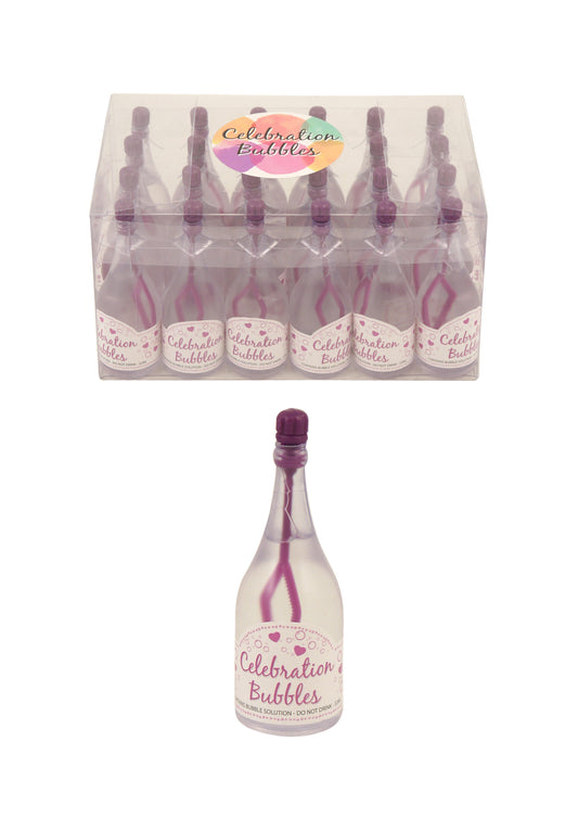 Pack of 24 Clear Bubble Tubes 9cm with Purple Wand (32ml)