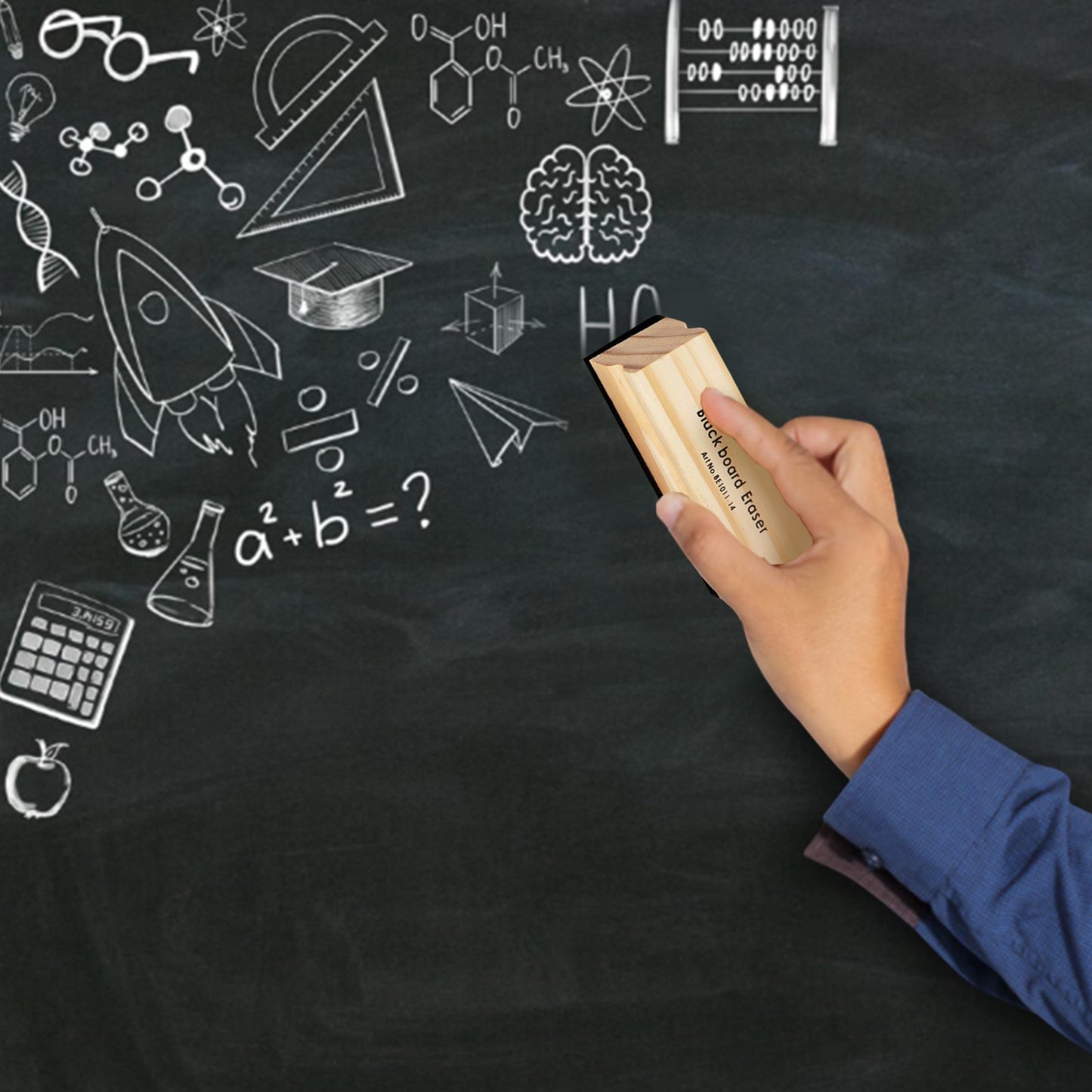 Single Janrax Wooden Black Board Eraser 14 x 4 x 3cm – Classic Wood & Felt Chalkboard Cleaner