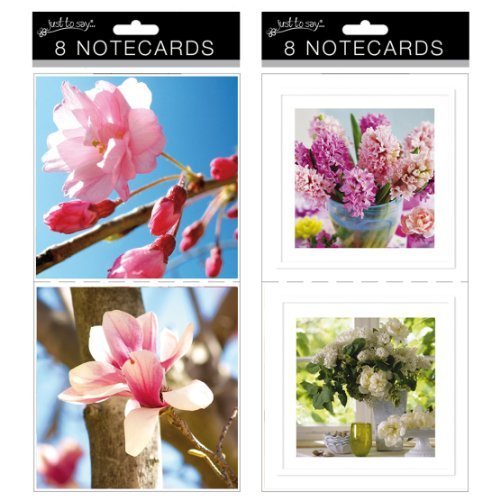 Box of 8 Just To Say Large Floral Square Note Card