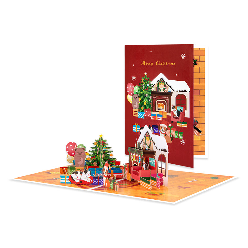 A Warm Xmas Eve Holiday 3D Pop Up Christmas Card