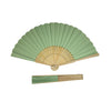 Light Green Paper Foldable Hand Held Bamboo Wooden Fan by Parev