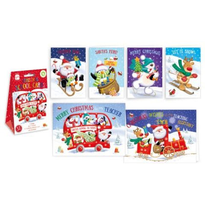 Pack of 32 Cosy Santa Design Christmas School Cards