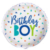 Confetti Birthday Boy Round Foil Balloon 18"