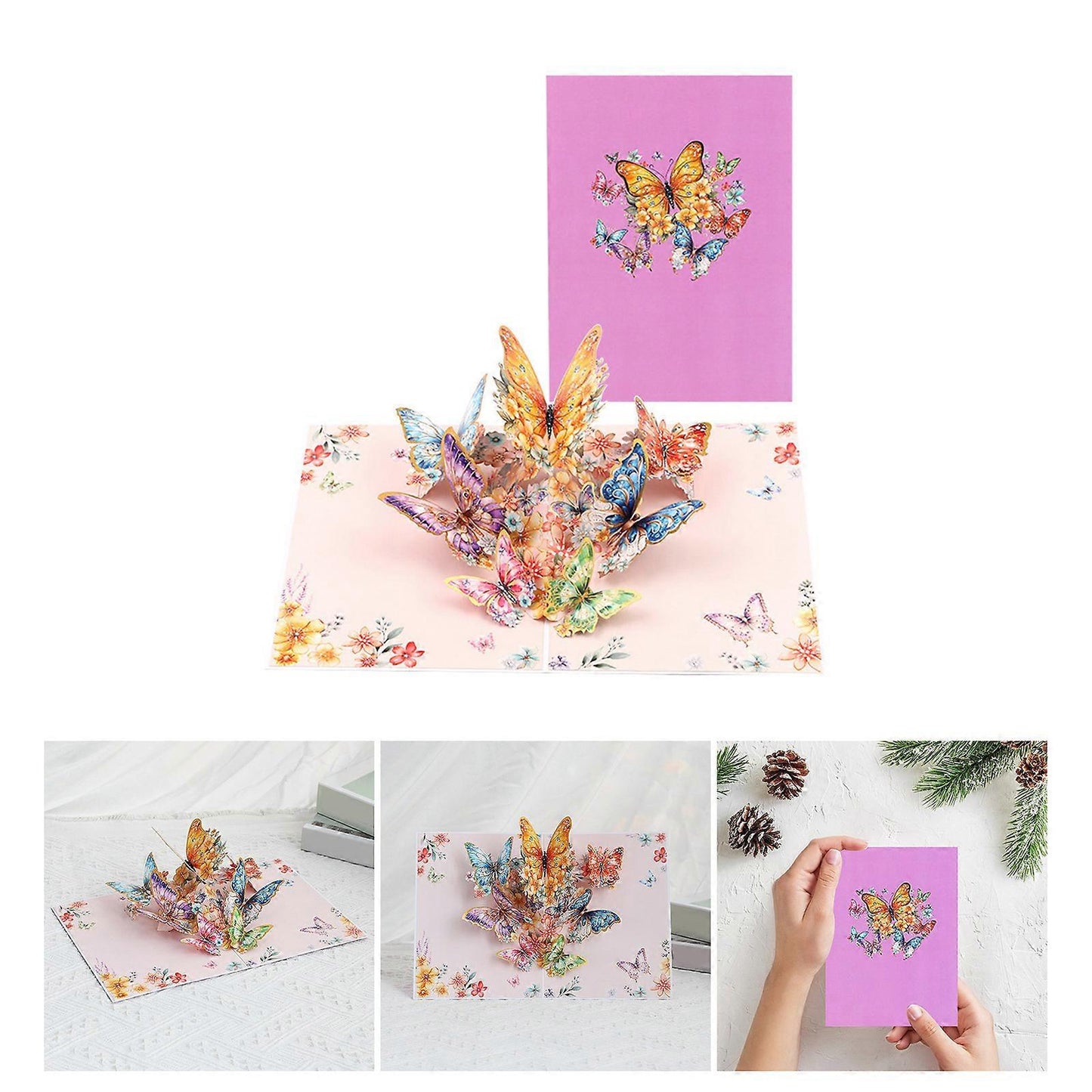 Fluttering Wishes Hot Stamped Purple Butterfly 3D Pop Up Greeting Card