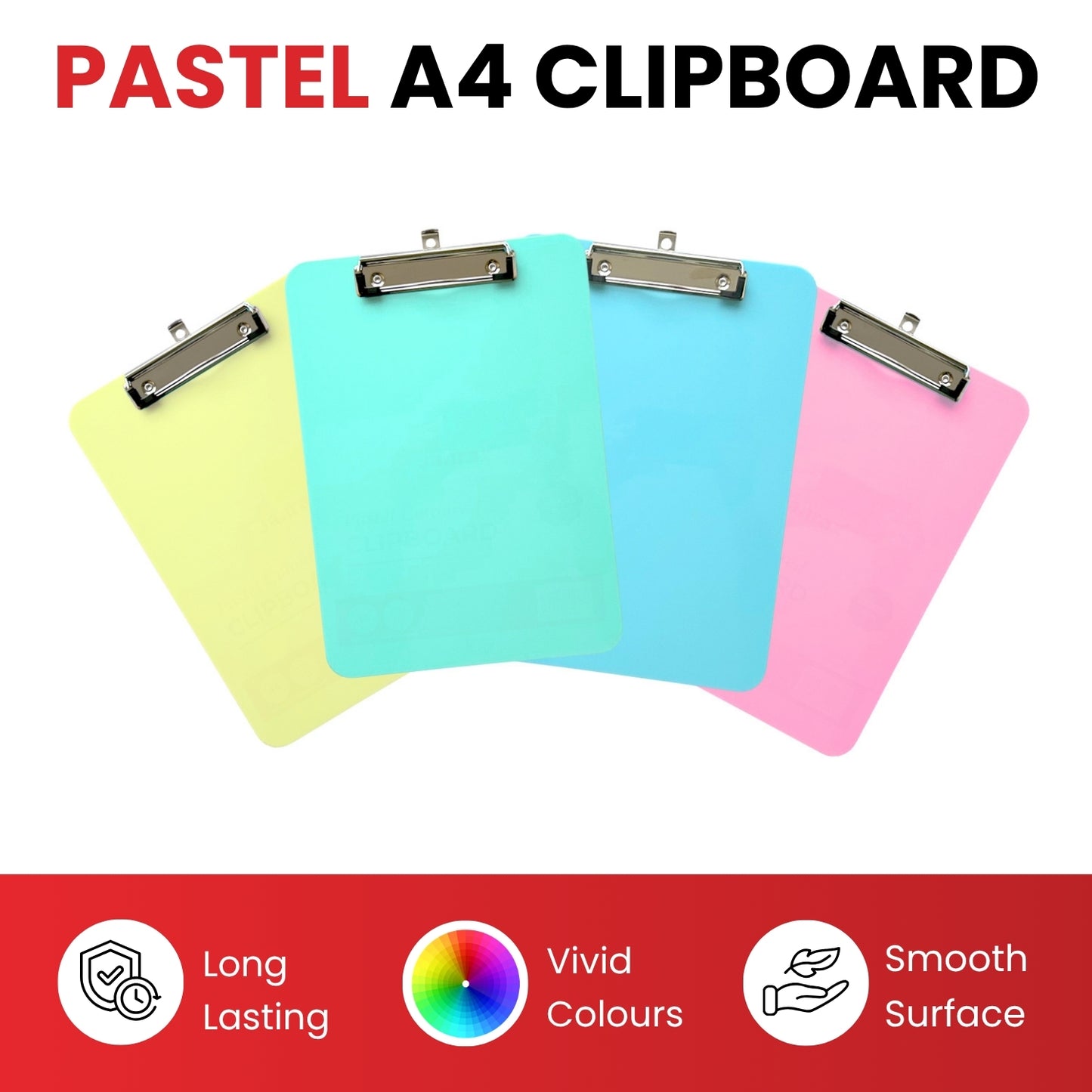 A4 Pastel Green Plastic Clipboard with Metal Clip and Round Corner