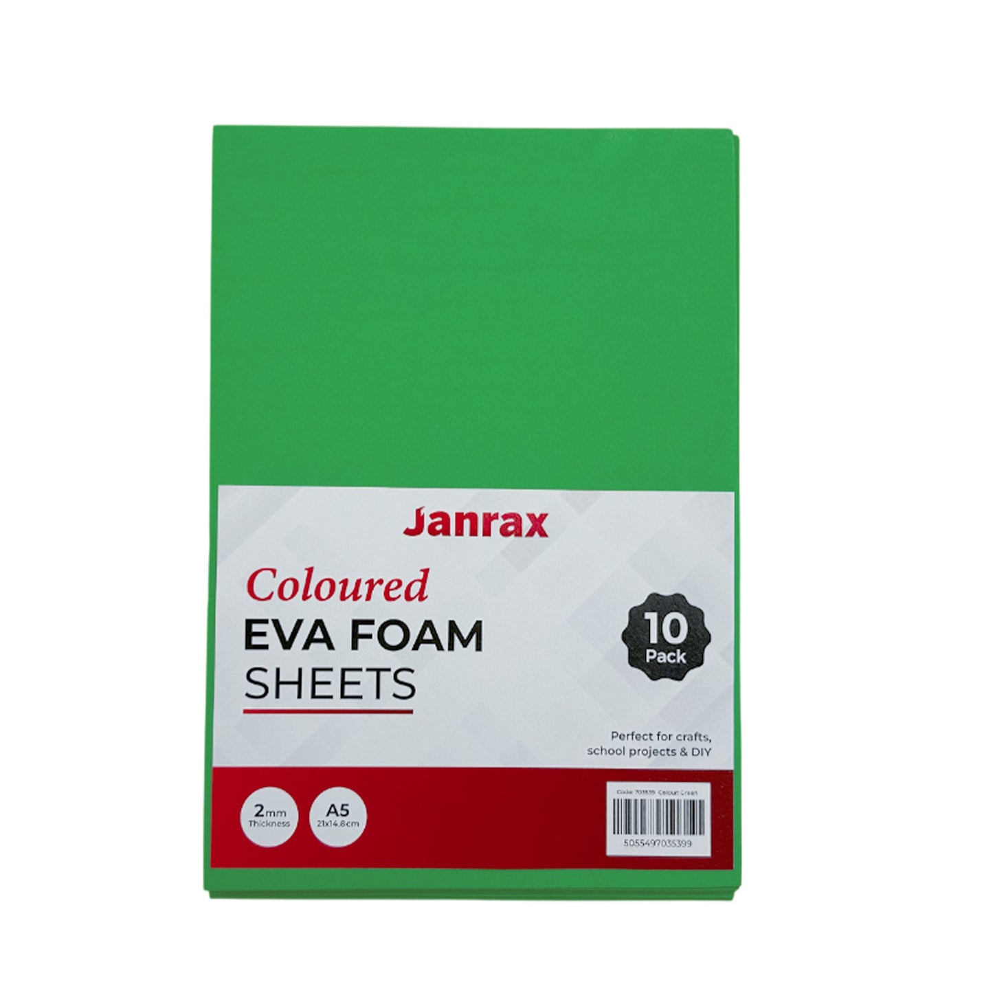 Pack of 10 A5 Green Coloured Eva Foam Sheets 