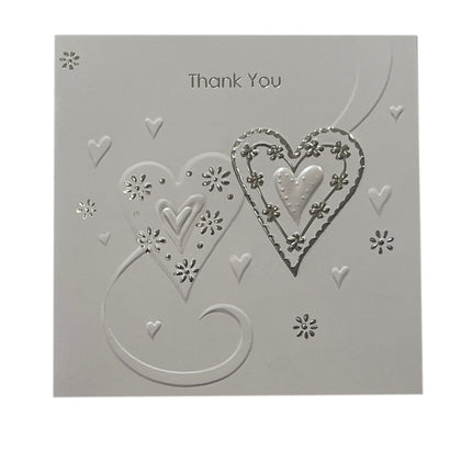 Pack of 5 Luxury White Ribbon Wedding Thank You Cards