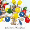 Pack of 50 Assorted Colour Thumb Tacks - Push Pins