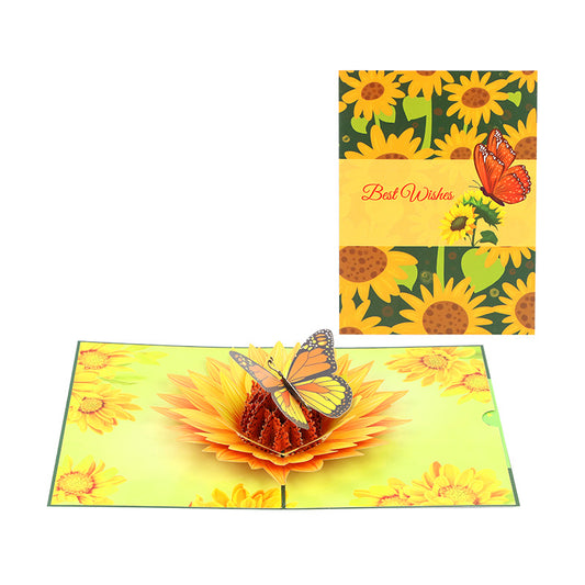 Sunflower Butterfly 3D Pop Up Greeting Card