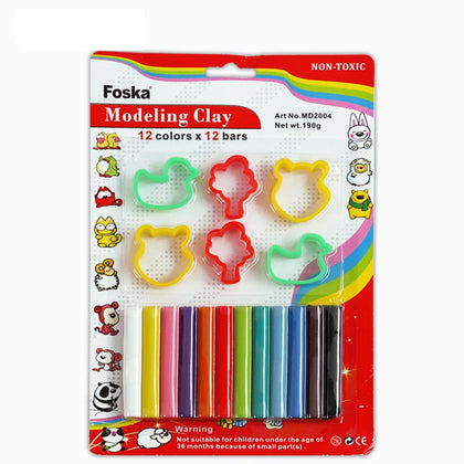 Pack of 12 Assorted Colour 190g Modelling Clay and Cutters