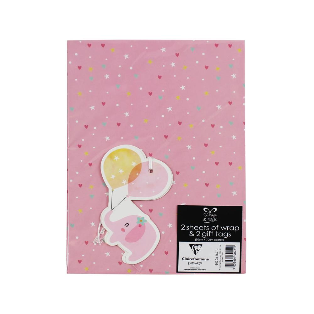 Baby Girl Design Wrap 2 Sheets 2 Tags Set