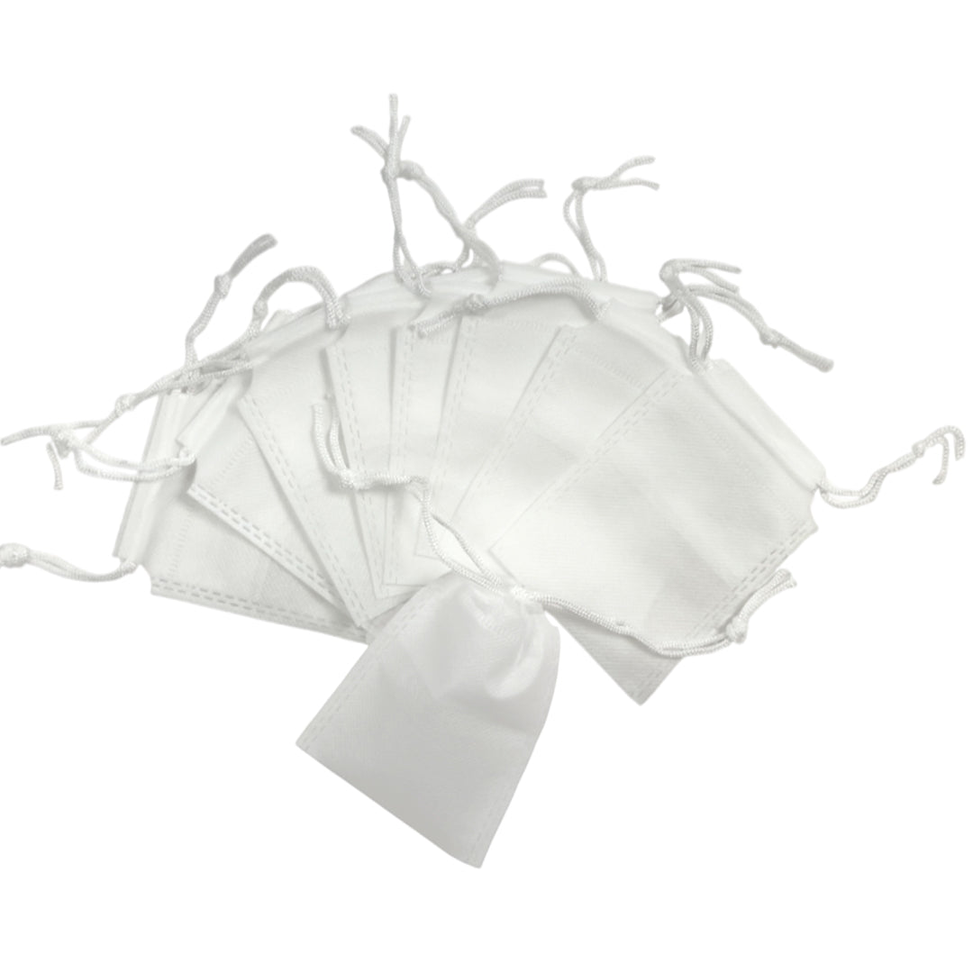 Pack of 25 White Coloured 12x9cm Non-Woven Drawstring Bags