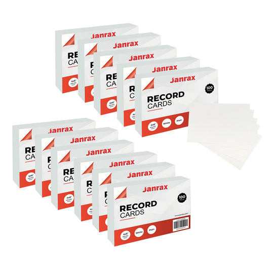 Pack of 1200 White Plain 6x4" Record Cards – Blank Study Index Cards for Notes, Revision
