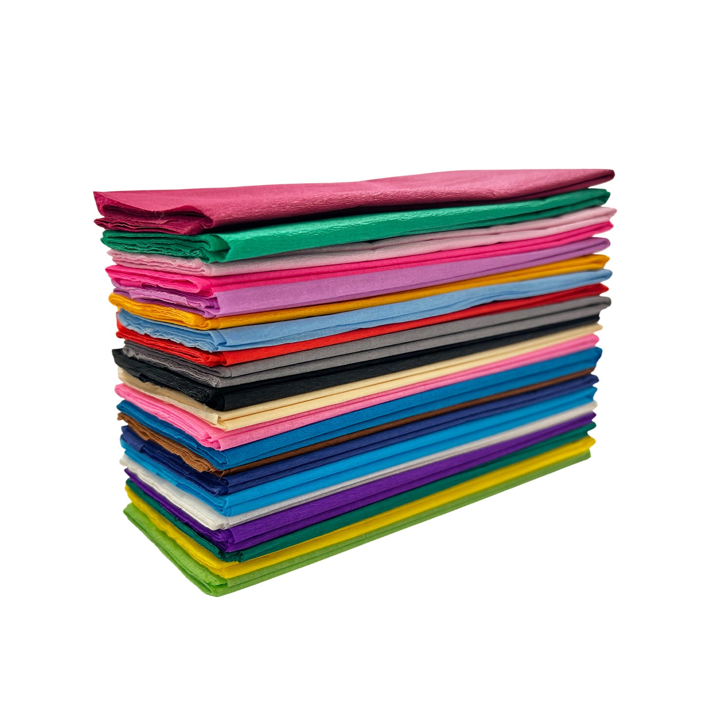 Pack of 21 Crepe Paper Sheets 50cm x 2m – Assorted Colours, 17GSM, 35% Stretch