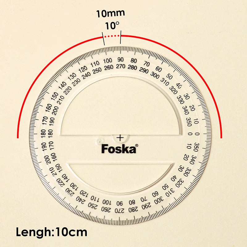 360 Degree 10cm School Transparent Plastic Protractor Ruler – Choice ...