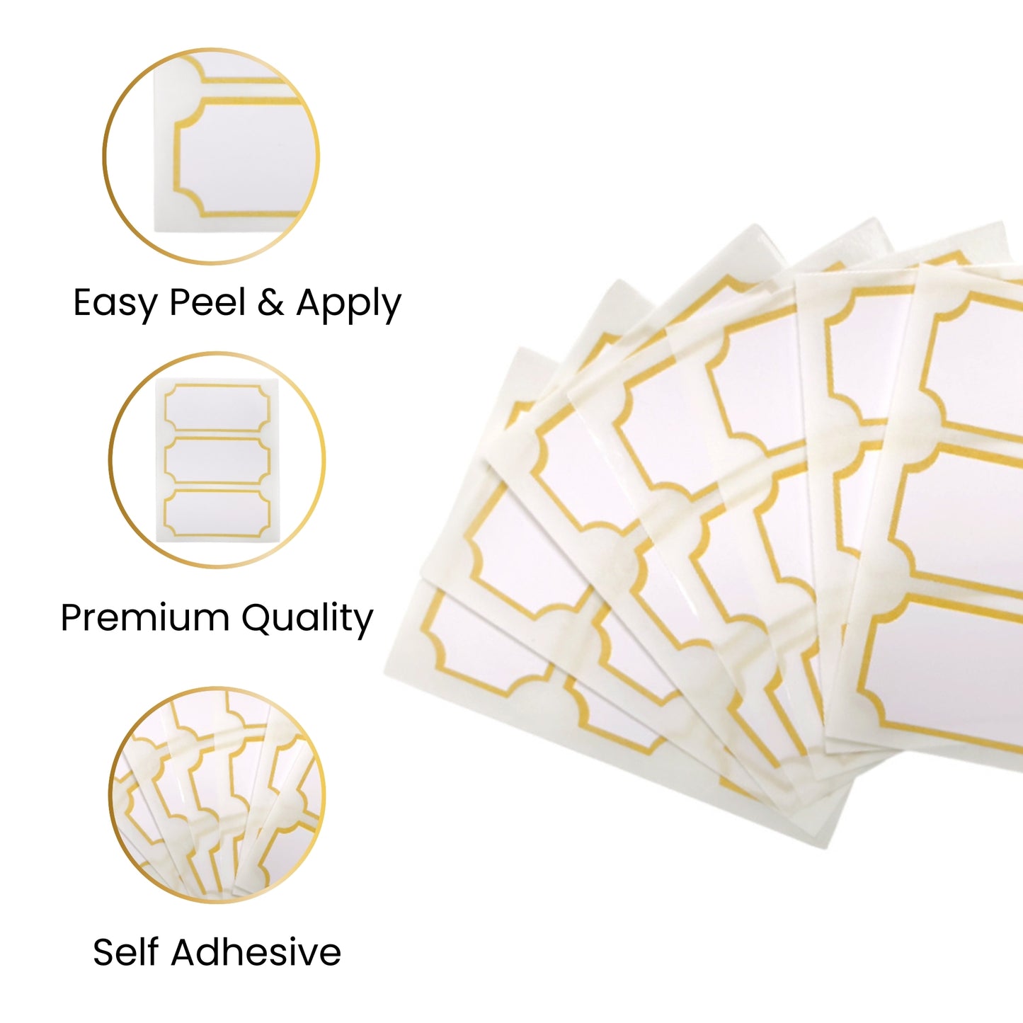 Pack of 252 Gold Border Printed 34x75mm Self-Adhesive Labels
