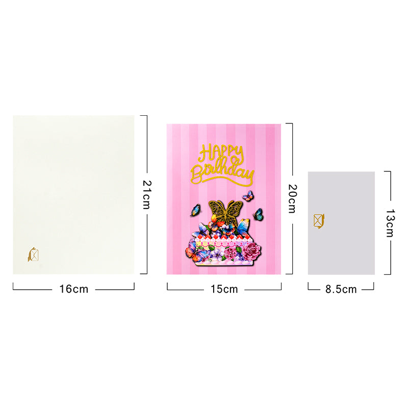 Wings of Celebration Butterfly Floral Design Birthday Pop Up Card