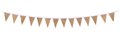 Plain With White String Hessian Bunting 10m with 20 Pennants