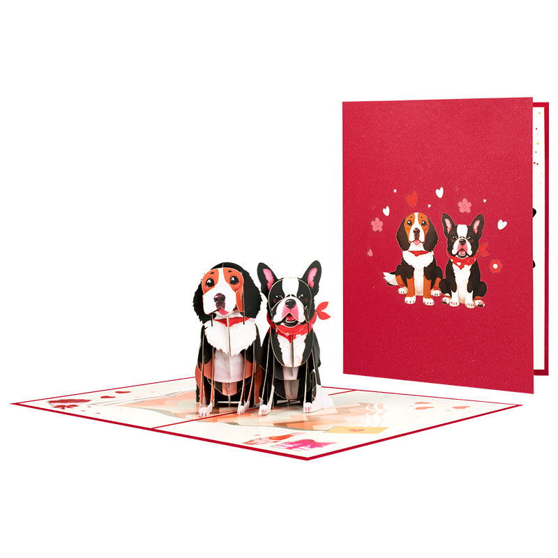 Two Puppy Dogs 3D Pop Up Greeting Card