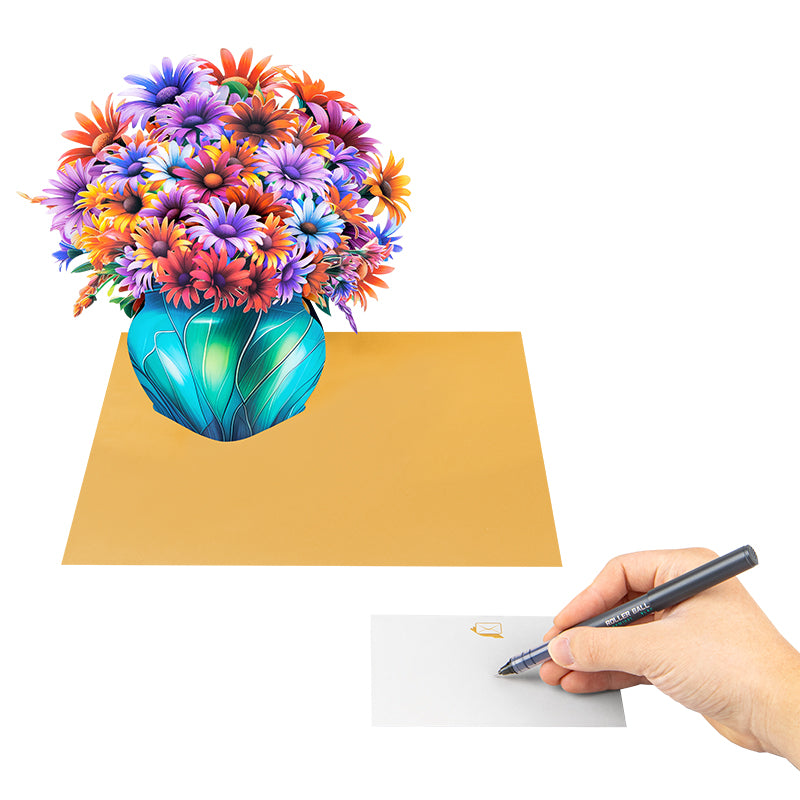 Daisy Delight Vibrant Pop Up Flower Vase Card