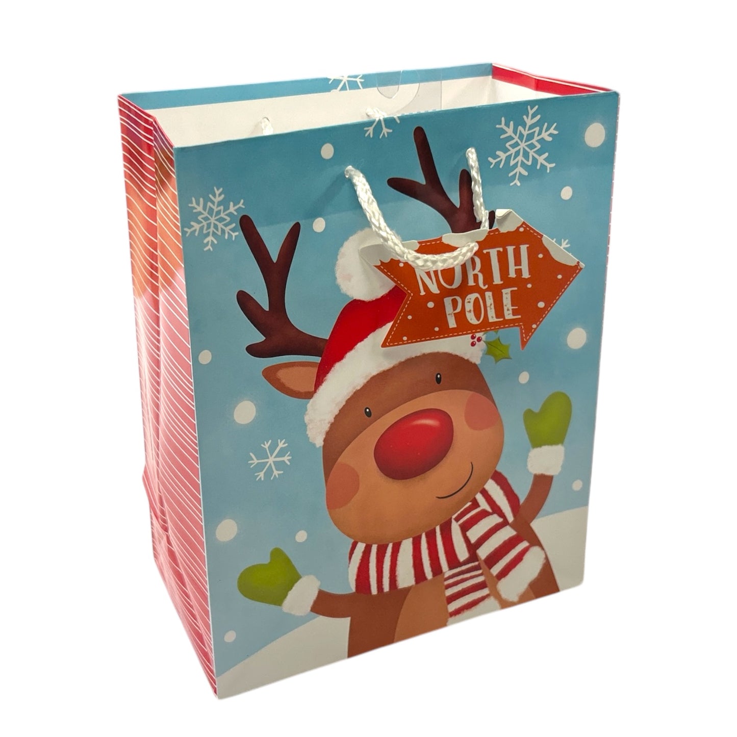 Cute Reindeer Medium Christmas Gift Bag 23.5cm x18cm x10cm