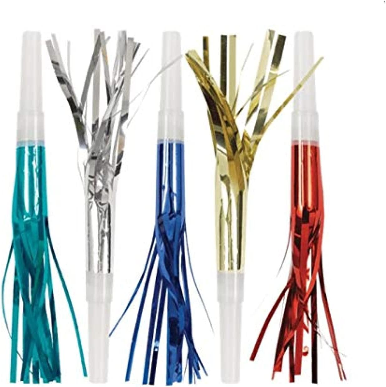 Pack of 8 Assorted Fringed Squawker Blowouts