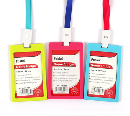 Pack of 12 Assorted Colour Name Badge Holders - 54x90mm