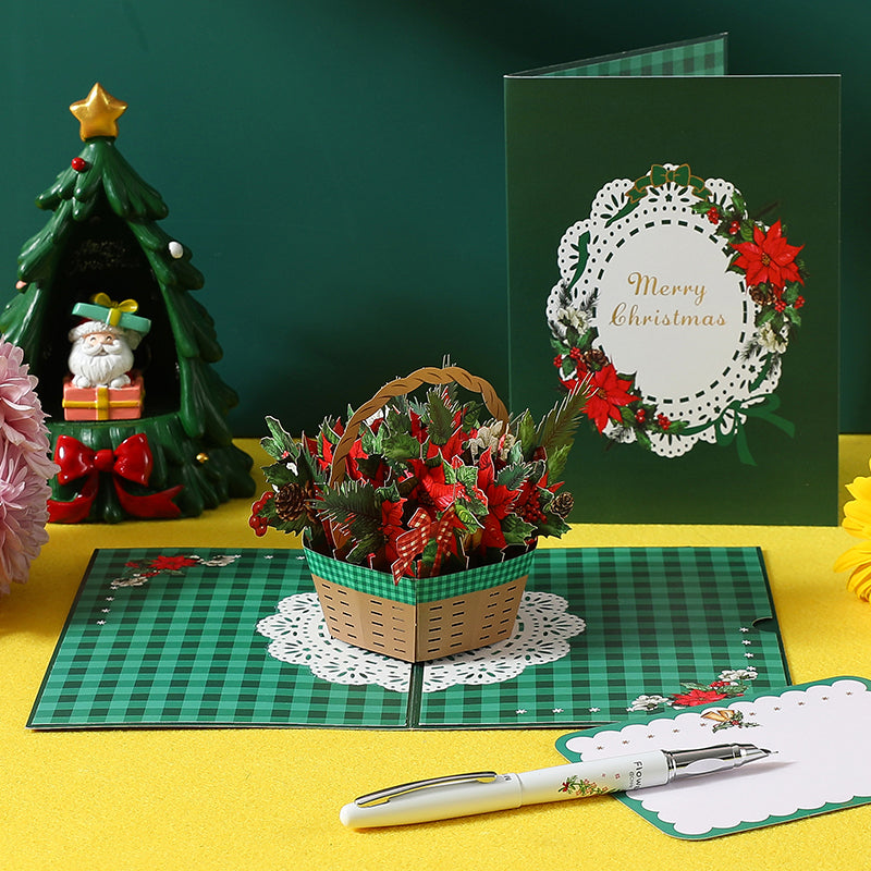 Poinsettia Wishes 3D Pop Up Delight Christmas Card