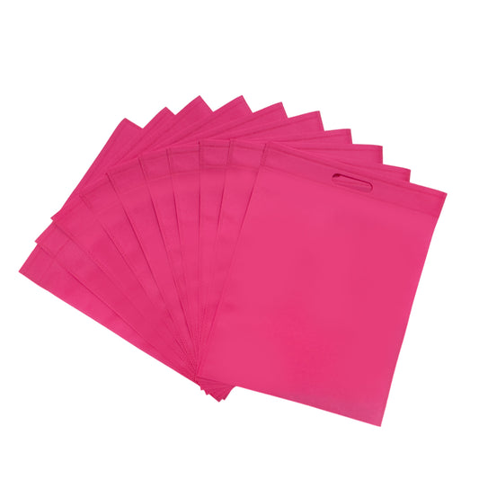 Pack of 100 Pink Coloured 45x35cm Non-Woven Patch Handle Bags