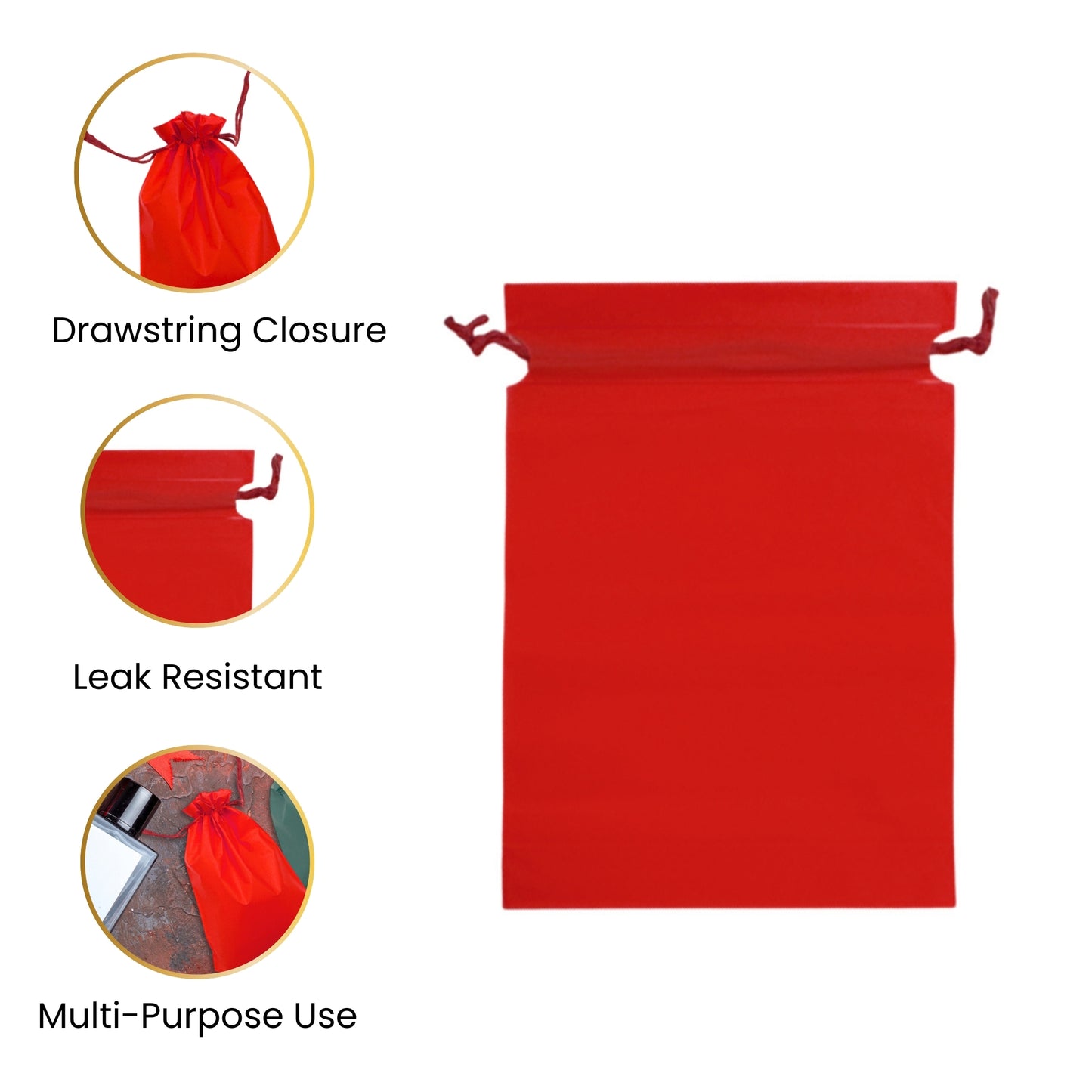 Pack of 25 Red Coloured 21x29cm PEVA Frosted Drawstring Bags