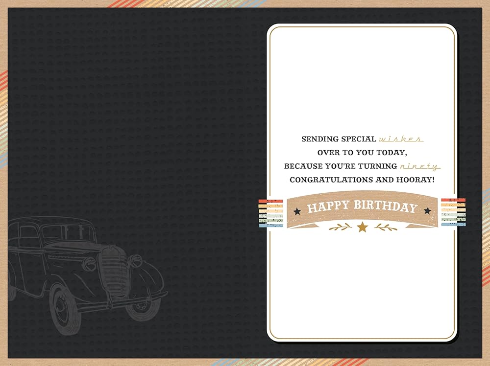 Vintage Car Design 90th Birthday Card For Him